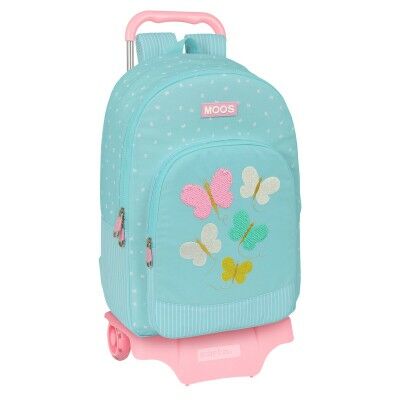 Cartable à roulettes Moos Butterflies Bleu 30 x 46 x 14 cm