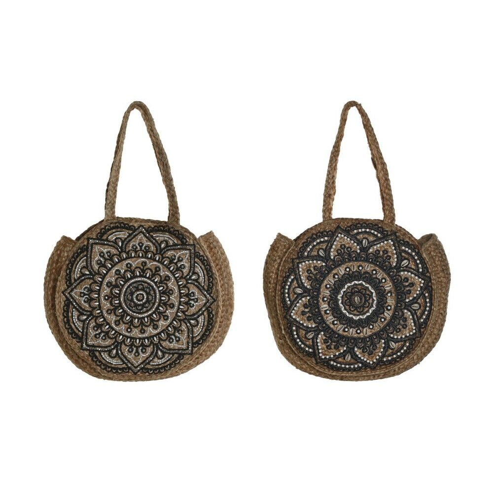 Sac-à-main Femme DKD Home Decor Bleu Noir Naturel 36 x 12 x 36 cm (2 Unités) Sac-à-main Femme DKD Home Decor Bleu Noir Naturel 36 x 12 x 36 cm (2 Unités)