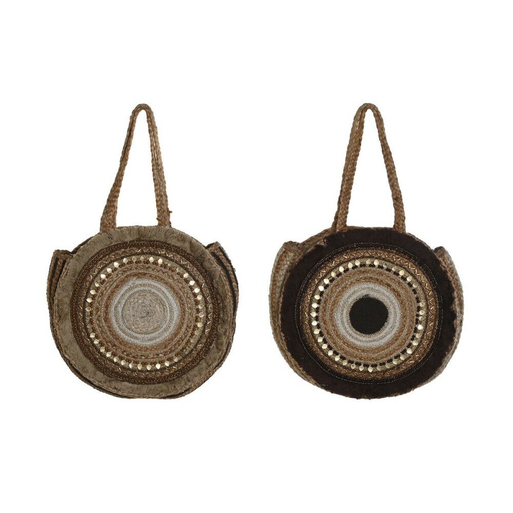 Sac-à-main Femme DKD Home Decor Marron Crème 36 x 11 x 36 cm (2 Unités) Sac-à-main Femme DKD Home Decor Marron Crème 36 x 11 x 36 cm (2 Unités)