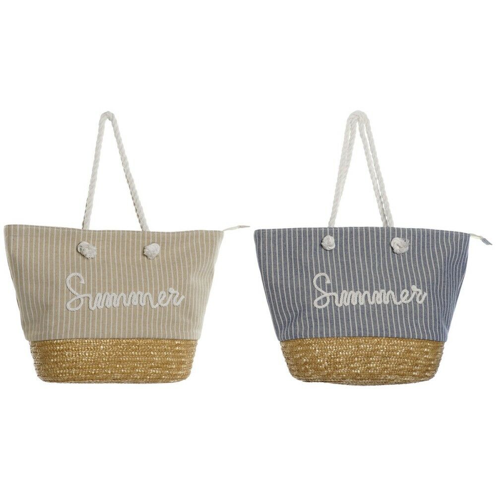 Sac-à-main Femme Home ESPRIT Bleu Beige Naturel 52 x 16 x 33 cm (2 Unités) Sac-à-main Femme Home ESPRIT Bleu Beige Naturel 52 x 16 x 33 cm (2 Unités)