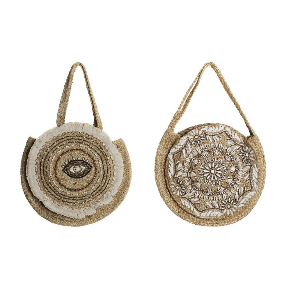 Sac-à-main Femme DKD Home Decor Noir Beige Naturel 36 x 12 x 36 cm (2 Unités) Sac-à-main Femme DKD Home Decor Noir Beige Naturel 36 x 12 x 36 cm (2 Unités)