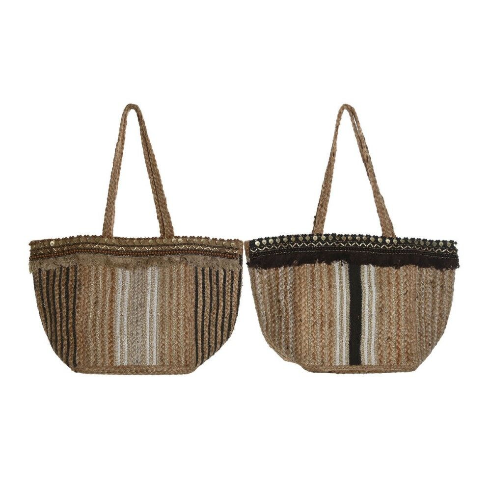 Sac-à-main Femme DKD Home Decor Marron Crème 50 x 23 x 33 cm (2 Unités) Sac-à-main Femme DKD Home Decor Marron Crème 50 x 23 x 33 cm (2 Unités)
