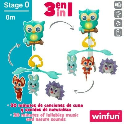 Carrousel pour Berceau Winfun Forêt 3-en-1 31,5 x 42 x 24,5 cm Plastique (4 Unités)