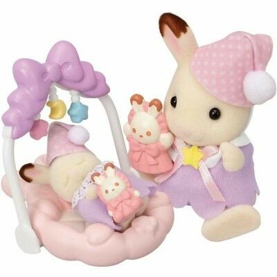 Personnage articulé Sylvanian Families Las hermanas conejitas de chocolate: hora de dormir Fille