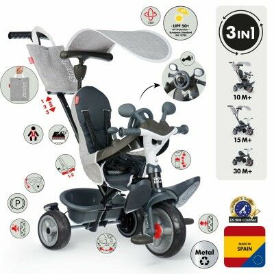 Tricycle Smoby Baby Driver Gris