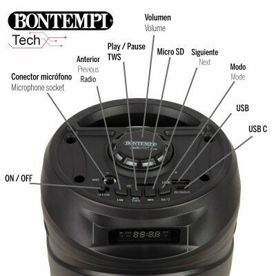 Enceinte avec Microphone Karaoké Bontempi Plastique 16 x 38 x 16 cm (2 Unités)