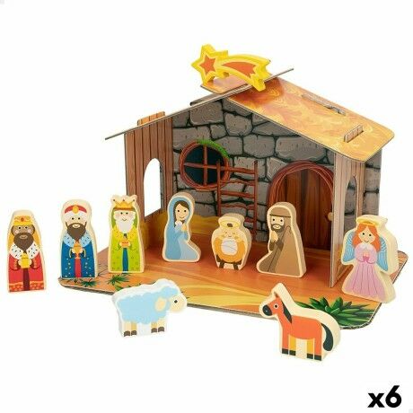 Crèche de Noël Woomax Bois Carton 22 x 16 x 12 cm 11 Pièces